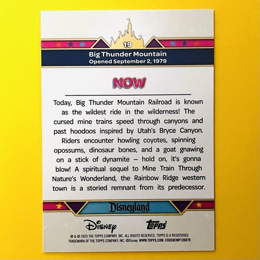 2025 Topps Disneyland‎ 70th Big Thunder Mountain #19 Then & Now Railroad Ride